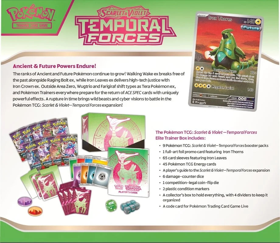 Pokémon TCG: Scarlet & Violet - Temporal Forces Elite Trainer Box (Iron Leaves)