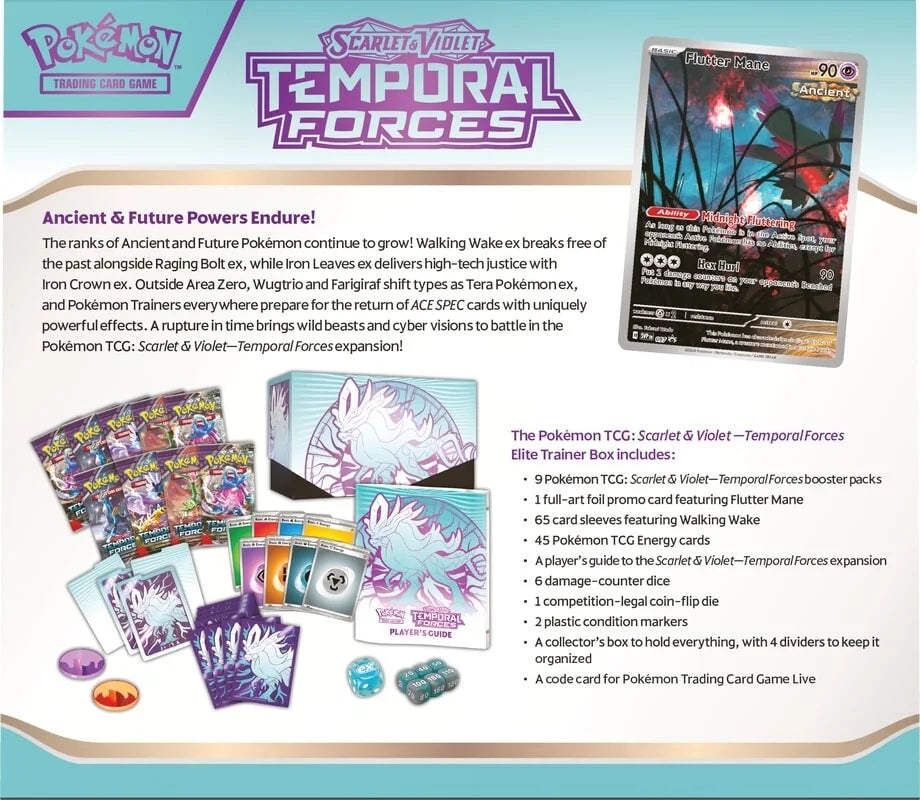 Pokémon TCG: Scarlet & Violet - Temporal Forces Elite Trainer Box (Walking Wake)